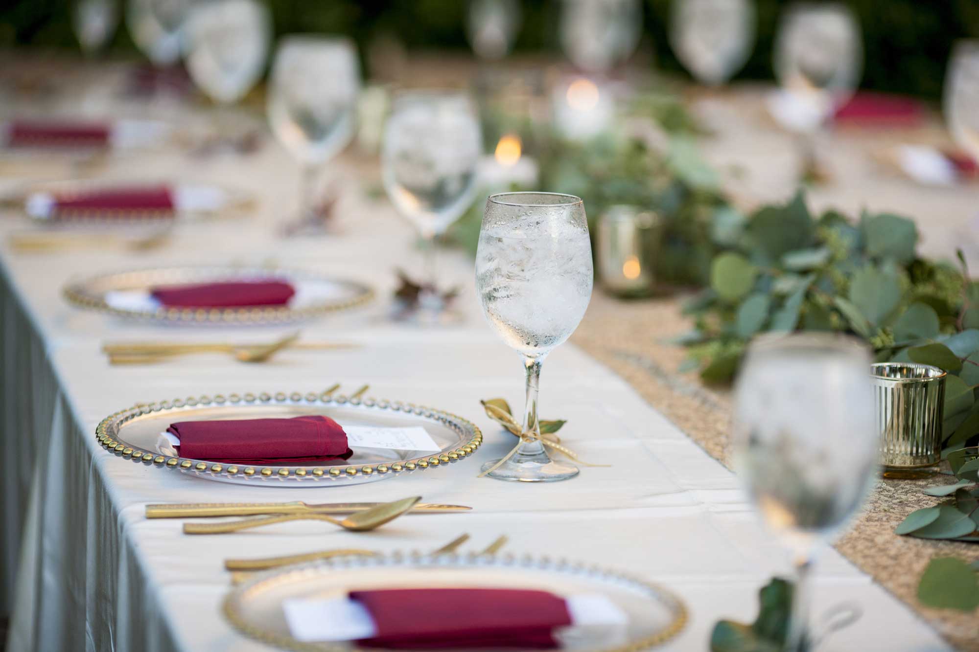 Elegant table set up for dinner for either wedding 